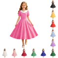thumbnail image 1 of FYDUU Girls Vintage Dresses 1950S Polka Dot Dress Short Sleeve A-Line Swing Party Dress Kids Girl's Retro Casual Sundress 11-12 Years, 1 of 4