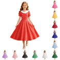thumbnail image 1 of FYDUU Girls Vintage Dresses 1950S Polka Dot Dress Short Sleeve A-Line Swing Party Dress Kids Girl's Retro Casual Sundress 12-13 Years, 1 of 4