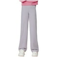 thumbnail image 1 of FYDUU Girls Wide Leg Pants Autumn Casual Straight Fit Sweatpants Elastic Waist Comfortable Loose Yoga Trousers Children Trousers With Pockets, Purple, 5-6 Years, 1 of 4