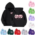 thumbnail image 1 of FYDUU Graphic Hoodies for Girls Bow Print Hooded Sweatshirts Casual Long Sleeve Pullover Tops Fall Cute Trendy Comfy Clothes 4-5 Years, 1 of 6