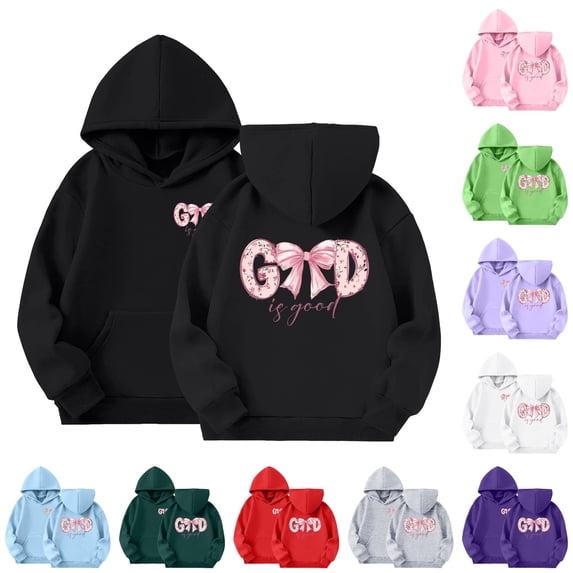 FYDUU Graphic Hoodies for Girls Bow Print Hooded Sweatshirts Casual Long Sleeve Pullover Tops Fall Cute Trendy Comfy Clothes 4-5 Years