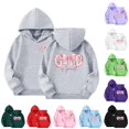 thumbnail image 1 of FYDUU Graphic Hoodies for Girls Bow Print Hooded Sweatshirts Casual Long Sleeve Pullover Tops Fall Cute Trendy Comfy Clothes 7-8 Years, 1 of 1