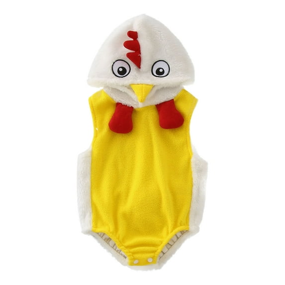FYDUU Halloween Adorable Chicken Outfits Baby Boys Girls Chick Animal Hooded Romper Bodysuits Fall Winter Clothes 6-12 Months