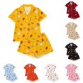 thumbnail image 1 of FYDUU Halloween Girls Pajamas Set Pumpkin Print Short Sleeve Shirt and Shorts Button Down Pajama Sets Soft Kids Sleepwear 2 Piece Outfits 13-14 Years, 1 of 9
