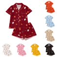 thumbnail image 1 of FYDUU Halloween Girls Pajamas Set Pumpkin Print Short Sleeve Shirt and Shorts Button Down Pajama Sets Soft Kids Sleepwear 2 Piece Outfits 13-14 Years, 1 of 9