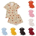 thumbnail image 1 of FYDUU Halloween Girls Pajamas Set Pumpkin Print Short Sleeve Shirt and Shorts Button Down Pajama Sets Soft Kids Sleepwear 2 Piece Outfits 7-8 Years, 1 of 9