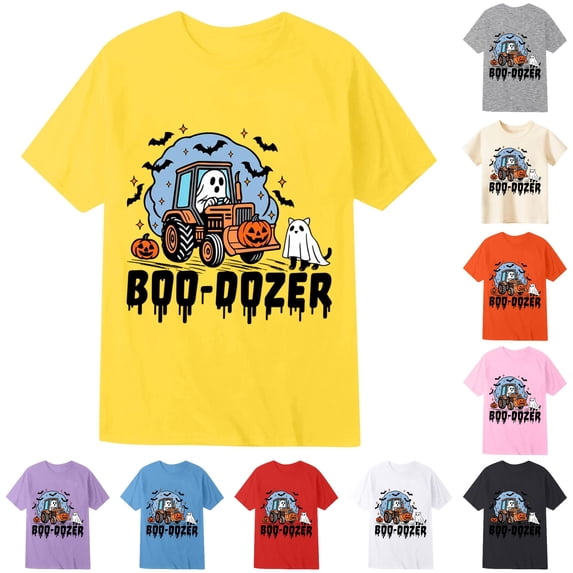 FYDUU Halloween Shirt for Kids Toddler Boys Halloween T-Shirt Short Sleeve Crewneck Tee Shirts Children's T Shirts Holiday Party Tops 12-13 Years