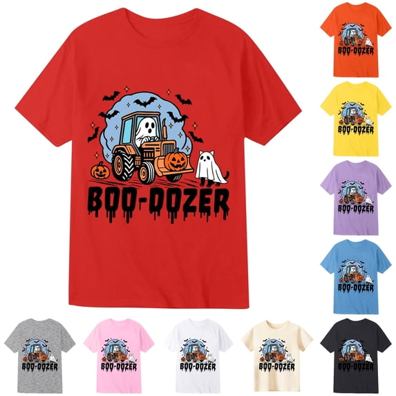 FYDUU Halloween Shirt for Kids Toddler Boys Halloween T-Shirt Short Sleeve Crewneck Tee Shirts Children's T Shirts Holiday Party Tops 3-4 Years