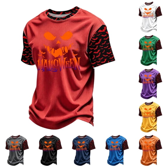 FYDUU Halloween T-Shirt for Boys Short Sleeve Tops Kids Graphic Printed Tee Shirt Round Neck Casual T Shirts Festive Holiday Party Top 4-5 Years