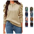 thumbnail image 1 of FYDUU Hoodie for Women Casual Long Sleeve Hoodies Drawstring Pullover Sweatshirts Solid Color Fall Fashion Sweatshirt Comfy Tops, 1 of 6