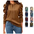 thumbnail image 1 of FYDUU Hoodie for Women Casual Long Sleeve Hoodies Drawstring Pullover Sweatshirts Solid Color Fall Fashion Sweatshirt Comfy Tops, 1 of 5