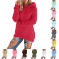 thumbnail image 1 of FYDUU Hoodies for Women Solid Color Knit Hoodie Sweaters Cozy Sweatshirt Casual Long Sleeve Pullover Tunic Tops Fall Winter Outfits, 1 of 7