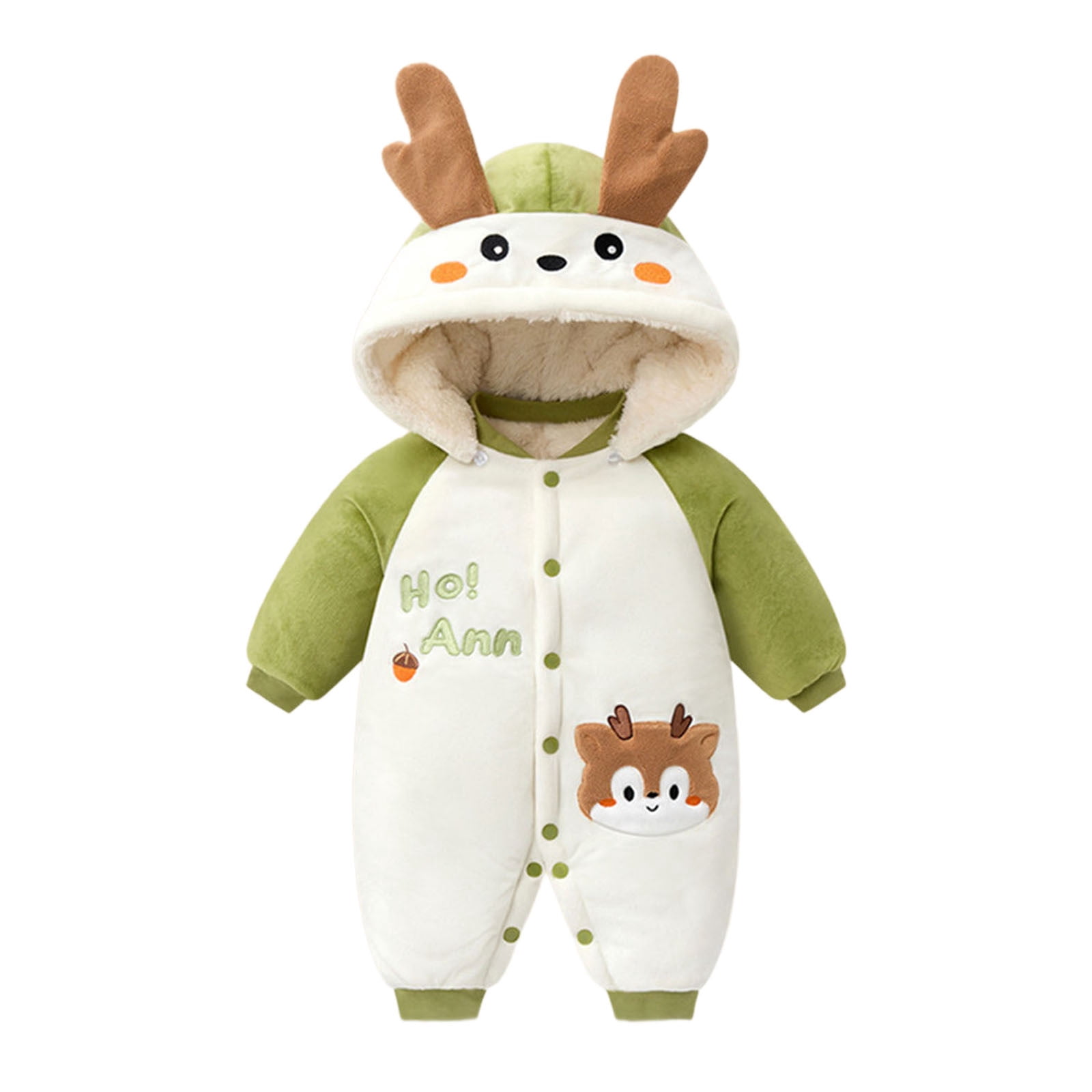 FYDUU Infant Baby Boys Romper And Jumpsuit Thickened Warm Baby Onesies Bodysuits One-Pieces For Winter Outfit Soft Hooded Sleepwear For Boys Adorable Halloween 0-1 Months