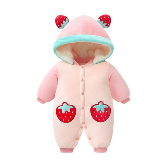 FYDUU Baby Boys Romper And Jumpsuit Thickened Warm Baby Onesies Bodysuits One-Pieces For Winter Outfit Soft Hooded Sleepwear For Boys Comfort Sport Wear 12-18 Months