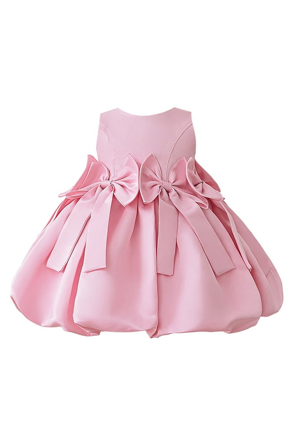Baby Girls Formal Dresses Party Birthday Flower Girl Wedding Gown Satin Vest Dress For Dresses Casual Sundress Comfort Sport Wear 9-12 Months
