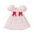 thumbnail image 1 of FYDUU Baby Girls Valentines Day Dress Heart Print Short Sleeve Square Neck Party Dress With Bow Toddler Baby Birthday Princess Dresses 9-12 Months, 1 of 7