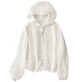 thumbnail image 1 of FYDUU Jackets For Women Hooded Coat Loose Long Sleeve Lightweight Sun Protection Jacket Breathable Outerwear Summer Fall Casual Wear Quilted Outerwear, 1 of 5