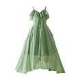 thumbnail image 1 of FYDUU Junior Bridesmaid Dresses Girls Spaghetti Strap Dress Elegant Green Formal Wedding Party Flower Girl Dress Pageant Gown 8-9 Years, 1 of 9
