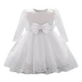 thumbnail image 1 of FYDUU Kid Girls Halloween Dress Baby Girls Ruffle Long Sleeve Lace Bowknot Flower Dresses Pageant Party Wedding Dress Fall Daily Dresses 12-18 Months, 1 of 9