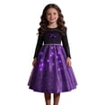 thumbnail image 1 of FYDUU Kid Girls Halloween Dress Purple Lights Dresses for Girls Long Sleeve Party Gown with Tulle Princess Dress Holiday Clothes 7-10 Years, 1 of 4