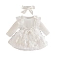 thumbnail image 1 of FYDUU Kid Girls Halloween Dress Toddler Girls Long Sleeve Holiday Party Sundress Floral Dress Dance Party Dress Headbands Set Fall Playwear Dresses 12-18 Months, 1 of 4