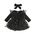 thumbnail image 1 of FYDUU Kid Girls Halloween Dress Toddler Girls Long Sleeve Holiday Party Sundress Floral Dress Dance Party Dress Headbands Set Formal Party Dresses 6-12 Months, 1 of 4