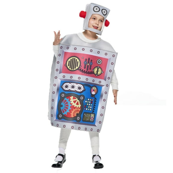 FYDUU Kid's Clothing Sets Halloween Robot Clothes For Boys Kids Party Dress Up Outfits With Headpiece Set Halloween Party Performance Clothes 4-12 Years