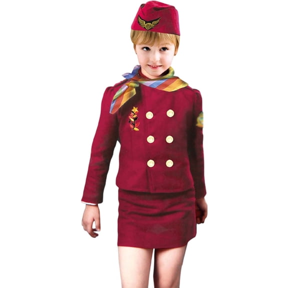 FYDUU Kids Air Halloween Dress Up Outfit For Girls Toddler Career Day Pretend Play Stylish Elegant 7-8 Years