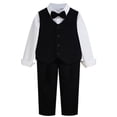 thumbnail image 1 of FYDUU Kids Boys' 4-Piece Formal Suit Set Slim Fit Suit Vest Pants Dress Shirt And Bowtie Children Wedding Performance Outfit Temperament Suit 9-10 Years, 1 of 4