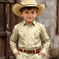 thumbnail image 1 of FYDUU Kids Boys Cowboy Shirts Western Retro Button-Down Shirt Printed Long Sleeve Shirts For Boys Festival Party Tops Casual Dressy Blouses 10-11 Years, 1 of 3