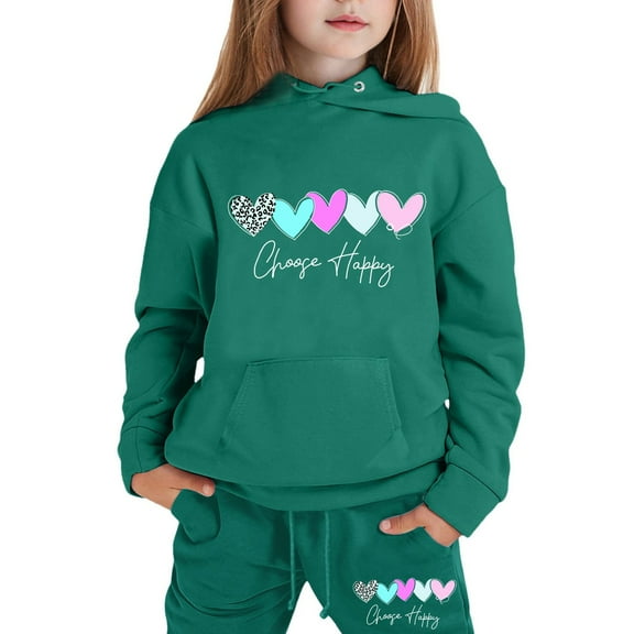 FYDUU Kids Boys Girls Athletic Sweatsuits Sets Long Sleeve Letter Print Lightweight Hoodie Sweatshirts And Jogger Sweatpants Set Children Outfits Soft Comfortable