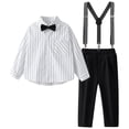 thumbnail image 1 of FYDUU Kids Boys Long Sleeve Shirt Outfit Set Classic Striped Dress Shirt With Bow Tie For School Formal Wear Casual Daily Style For Boys 3 13 Leisure Vintage 9-10 Years, 1 of 5