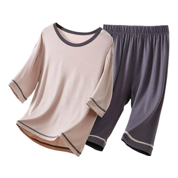 FYDUU Kids Boys Sleepwear Pajama Set Summer Kids Comfortable Short Sleeve Homewear Loungewear For Children Soft Breathable Outfit Temperament Suit 13-14 Years