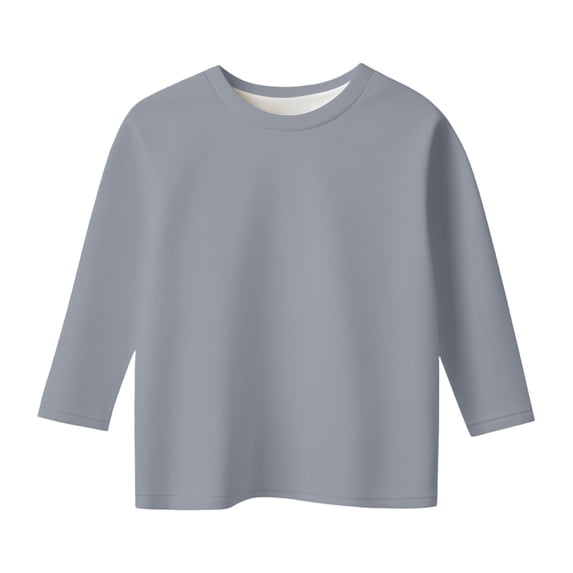 FYDUU Kids Fall Long Sleeve Tops for Boys T Shirts Solid Color Casual Basic Tees Soft Crewneck T-Shirt Daily Comfortable Fit Tee Shirts 12-13 Years