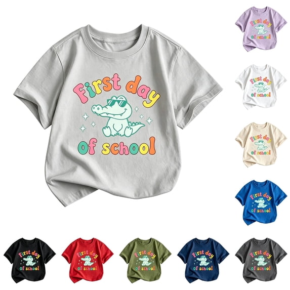 FYDUU Kids First Day Of School Shirt for Boys Back To School T-Shirt Short Sleeve Crewneck T Shirts Summer Tops Cute Graphic Tee Shirts 10-11 Years