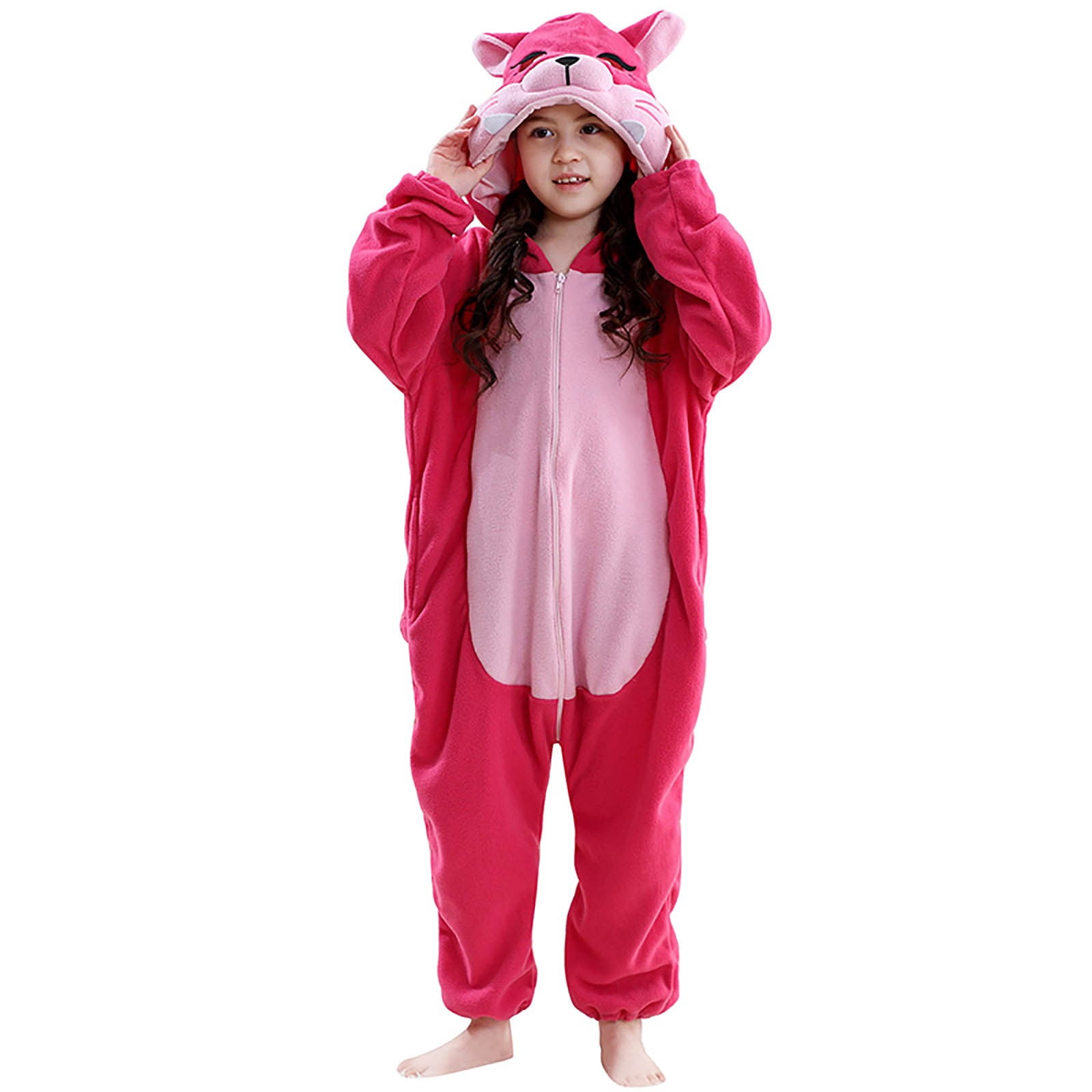 FYDUU Kids Onesie Jumpsuit Children'S Cartoon Animal Onesie Romper Sleepsuits Flannel Hooded Pajamas One Piece Outfit For Children 9-10 Years