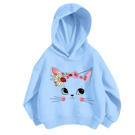 FYDUU Kids Girls Casual Hoodies Long Sleeve Sweatshirts Pullover Graphic Print Hoodie Kids Loose Fit Casual Tops Soft Comfy Clothes 9-10 Years