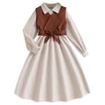 thumbnail image 1 of FYDUU Kids Girls Dresses 2 Piece Set Vest Long Sleeve Dress With Belt Casual Outfit For Girls Fall Fashion Comfortable Daily Wear Adorable Comfort 11-12 Years, 1 of 8