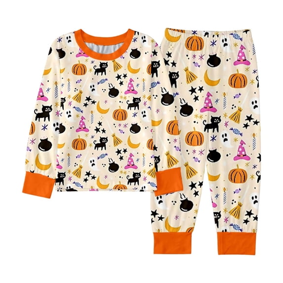 FYDUU Halloween Kids Pajamas Set for Boys Girls Long Sleeve Tops and Pants Snug-Fit 2 Piece Sleepwear Holiday Pajamas Loungewear 3-4 Years