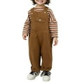 thumbnail image 1 of FYDUU Kids Relaxed Fit Bib Overalls Toddler Boys Girls Suspender Pants Solid Color Suspender Trousers Loose Retro Autumn Winter Bib Pants Jumpsuit 4-5 Years, 1 of 7