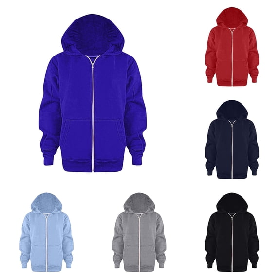 FYDUU Kids Zip Up Hoodies Long Sleeve Full Zipper Sweatshirts Fall Jackets Solid Color Hoodie Coat with Pockets Children's Clothes 3-4 Years