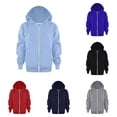 thumbnail image 1 of FYDUU Kids Zip Up Hoodies Long Sleeve Full Zipper Sweatshirts Fall Jackets Solid Color Hoodie Coat with Pockets Children's Clothes 6-7 Years, 1 of 1