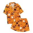 thumbnail image 1 of FYDUU Little&Big Girls Pajamas Halloween Pajamas Button Down Sleepwear Short Sleeve Shirt And Shorts Pajama Set Kids Christmas Nightwear Loungewear 2-3 Years, 1 of 4