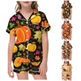 FYDUU Little Big Girls Pajamas Set Thanksgiving Turkey Pumpkin Print ...