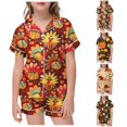FYDUU Little Big Girls Pajamas Set Thanksgiving Turkey Pumpkin Print ...
