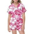 thumbnail image 1 of FYDUU Little & Big Girls Pink Puff Pajamas Set 2 Piece Pajamas For Kids Graphic Print Short Sleeve Button Shirt Shorts Sleepwear Set Soft Girls Clothes For 12-13 Years, 1 of 5