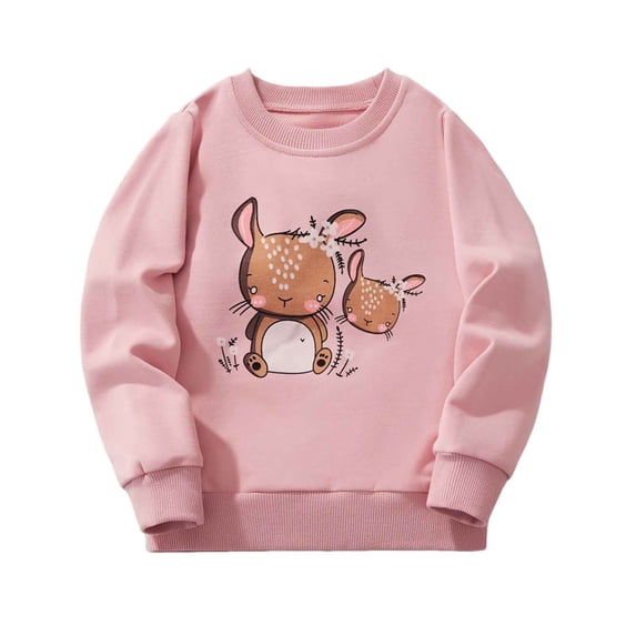 FYDUU Little Girls Casual Hoodies Sweatshirts Cute Cartoon Animal Print Long Sleeve Kids Pullover Comfortable Toddler Little Girls Fall Clothes Cute Kids Clothes 7-8 Years