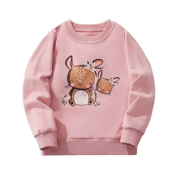 FYDUU Little Girls Casual Hoodies Sweatshirts Cute Cartoon Animal Print Long Sleeve Kids Pullover Comfortable Toddler Little Girls Fall Clothes Fashionable Cute 5-6 Years