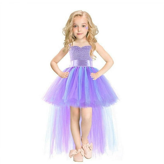 FYDUU Little Girls Party Dresses Elegant Tutu Dress With Bow For Toddler Kids Performance Outfit Fall Summer Formal Wear Stylish Elegant 6-7 Years