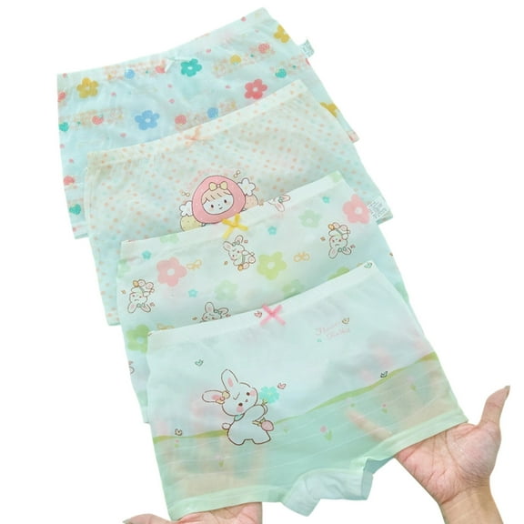 FYDUU Little Girls Soft Underwear 4 Pcs Toddler Kids Briefs Panties Cute Pattern Boyshorts Breathable Comfort Girls' Panties Handsome Fashion 3-4 Years
